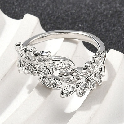Brass Micro Pave Cubic Zirconia Cuff Rings for Women RJEW-D322-05P-1