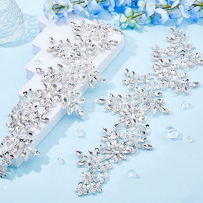 Acrylic Rhinestone Flower Appliques PATC-WH0017-03-1