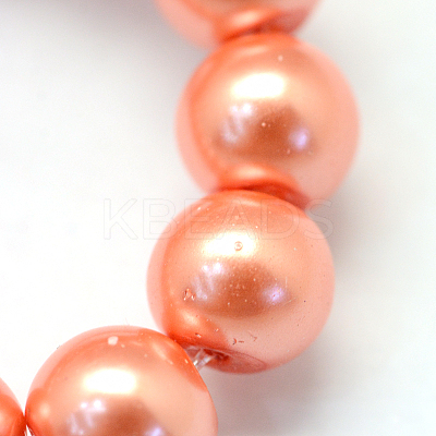 Baking Paint Pearlized Glass Pearl Round Bead Strands LS-HY-Q330-8mm-77-1