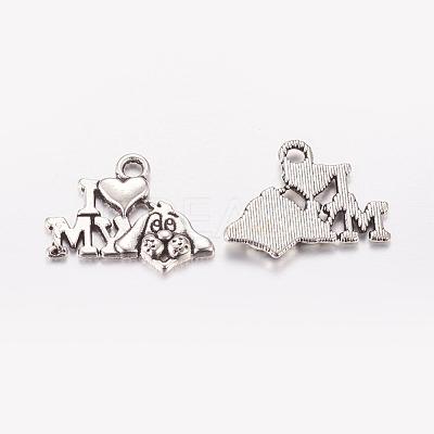 Tibetan Style Alloy Puppy Pendants TIBEP-0399-S-FF-1