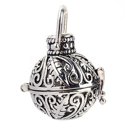 Rack Plating Brass Cage Pendants KK-S751-015AS-1