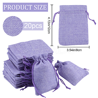 Polyester Imitation Burlap Packing Pouches Drawstring Bags ABAG-BBC0001-02A-03-1