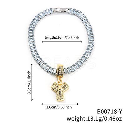 Fashionable Brass Micro Pave Clear Cubic Zirconia Charm Bracelets AF9298-25-1