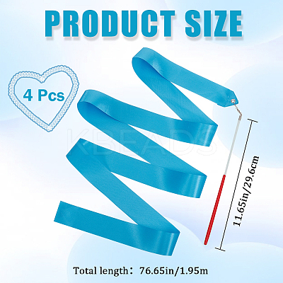 4Pcs Polycotton Dance Ribbons with Wand AJEW-CN0004-18-1