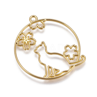 Zinc Alloy Kitten Open Back Bezel Pendants PALLOY-I126-01-1