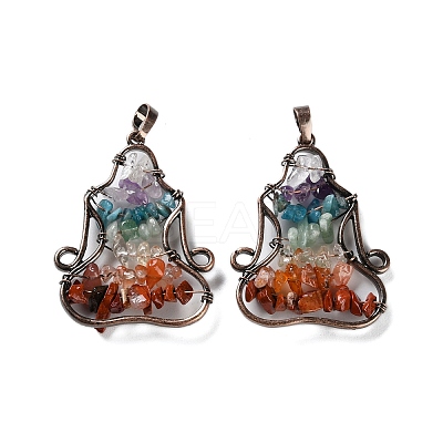 Chakra Theme Chip Gemstone Pendants G-F777-03R-1
