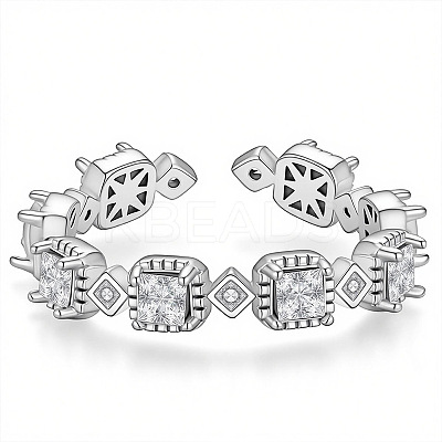 Brass Micro Pave Cubic Zirconia Cuff Open Rings WG41935-01-1