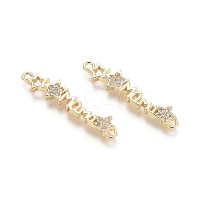 Brass Micro Pave Clear Cubic Zirconia Links Connectors ZIRC-G152-15G-1