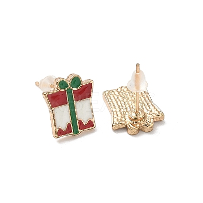 9 Pairs Christmas Alloy Enamel Stud Earrings EJEW-G449-01G-1