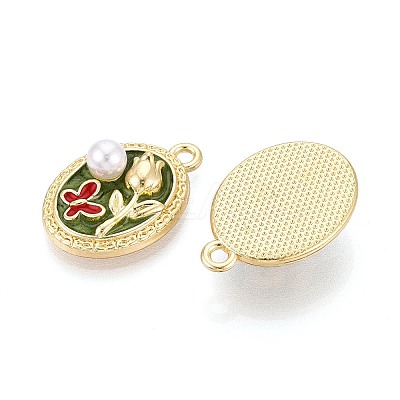 Rack Plating Alloy Enamel Pendants ENAM-N065-11KCG-1