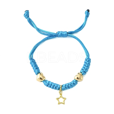 Heart & Star Brass Charm Bracelets BJEW-JB10583-1