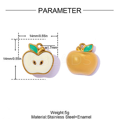 304 Stainless Steel Enamel Pendants STAS-OY017-28G-1