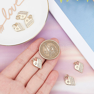 6Pcs Brass Micro Pave Cubic Zirconia Pendants KK-BBC0003-19-1