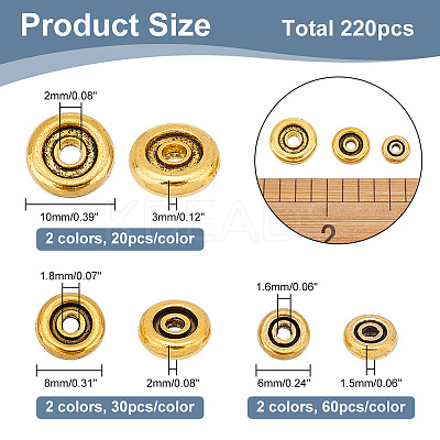 6 Style Tibetan Style Zinc Alloy Spacer Beads FIND-AR0003-08-1