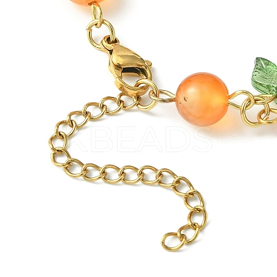 Fruit Autumn Theme Natural Carnelian Beaded Bracelets BJEW-TA00333-1