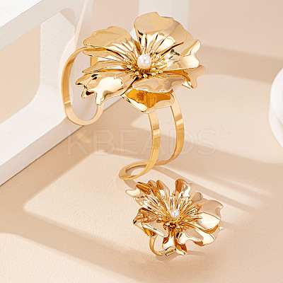 Flower Alloy Cuff Bangles & Cuff Rings Sets for Women FS-WGC4226-01-1
