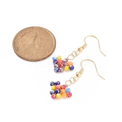 Glass Braided Heart Dangle Earrings EJEW-JE04869-1