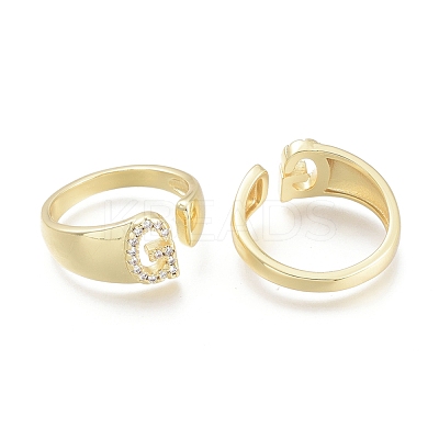 Brass Micro Pave Clear Cubic Zirconia Cuff Rings X-RJEW-F103-13G-G-1