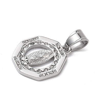 316 Surgical Stainless Steel Rhinestone Pendants STAS-P412-10P-1