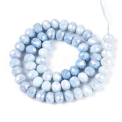 Anti-Tarnish Electroplate Rondelle Glass Beads Strands LS-EGLA-T021-8mm-17-02-1