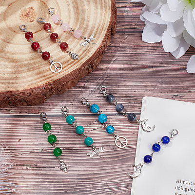 Glass Round Bead Pendant Decorations HJEW-AB00565-1