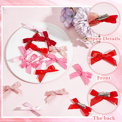 Bowknot Polyester Alligator Hair Clips AJEW-CP0008-35A-1