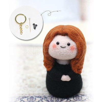Elegant Woman DIY Keychain Needle Felting Kit DIY-I098-04-1