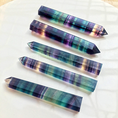 Natural Colorful Fluorite Pointed Prism Bar Home Display Decoration G-PW0007-098B-1