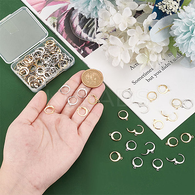 100Pcs 2 Colors 304 Stainless Steel Leverback Earring Findings STAS-PH0005-69-1