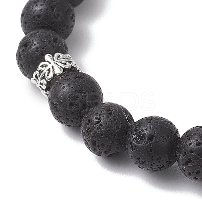 Natural Lava Rock & Rainbow Moonstone & Selenite & Lapis Lazuli Beaded Stretch Bracelets for Women BJEW-JB13083-1