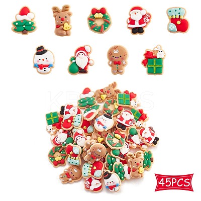 45Pcs 9 Styles Christmas Theme Opaque Resin Cabochons JX253A-1