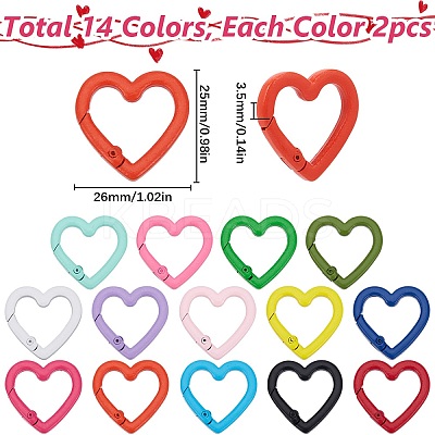 28Pcs 14 Colors Zinc Alloy Spring Gate Rings FIND-SP0002-61-1