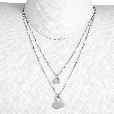 Tarnish Resistant Two Tier Stainless Steel Necklaces NJEW-JN01246-1