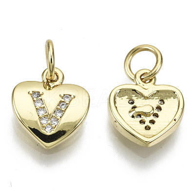 Brass Micro Pave Clear Cubic Zirconia Charms KK-N227-34V-NF-1