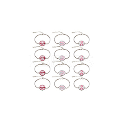 12Pcs 3 Colors Word HOPE Glass Link Bracelets BJEW-NB0001-12-1