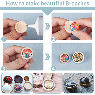 14Pcs 14 Styles Dyed Wood Brooch Cabochon Settings FIND-OC0003-20-1
