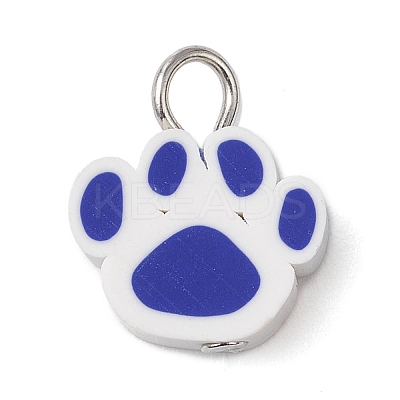 Handmade Polymer Clay Dog Paw Prints Pendants PALLOY-JF03804-1