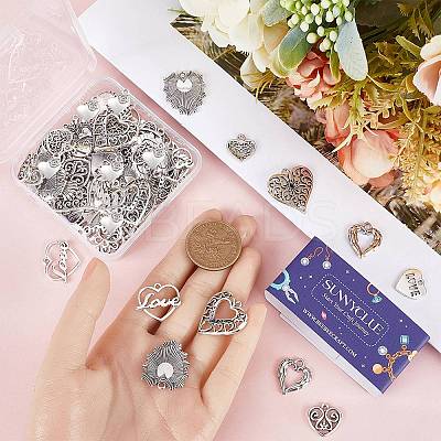 80Pcs 10 Styles Tibetan Style Alloy Pendants FIND-SC0007-73-1