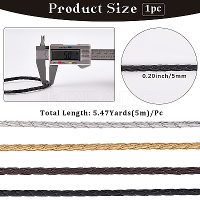 5M Braided Round PU Leather Jewelry Cord OCOR-GF0004-96A-01-1