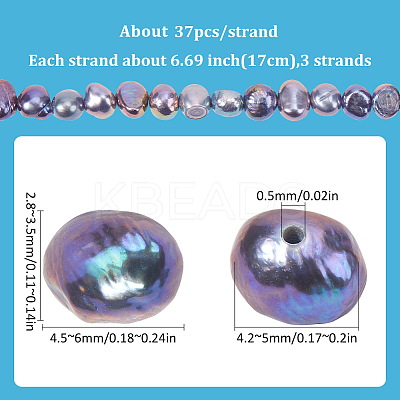 3 Strands Natural Baroque Pearl Keshi Pearl PEAR-SC0001-14-1