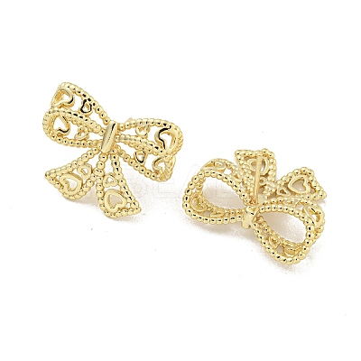 Hollow Bowknot Rack Plated Brass Stud Earrings for Women EJEW-Z051-05G-1
