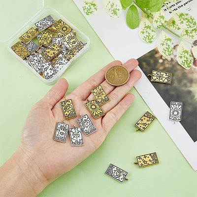 40Pcs 10 Styles Tibetan Style Alloy Pendants FIND-DC0004-51-1