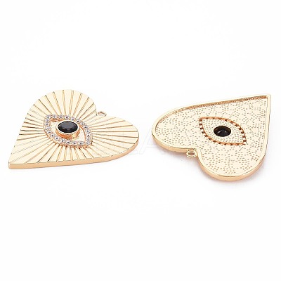 Brass Micro Pave Clear & Black Cubic Zirconia Pendants KK-S356-752-1