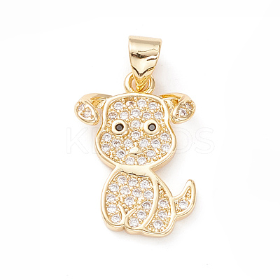 Brass Micro Pave Cubic Zirconia Pendants KK-D067-06G-01-RS-1