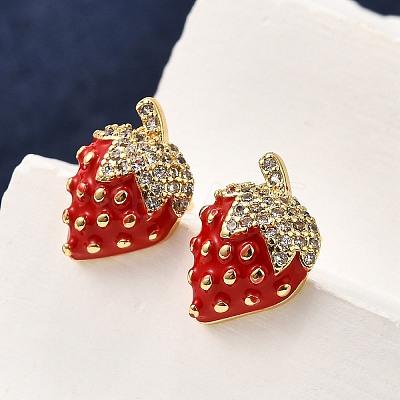 Brass Micro Pave Clear Cubic Zirconia Stud Earrings EJEW-G430-01G-1