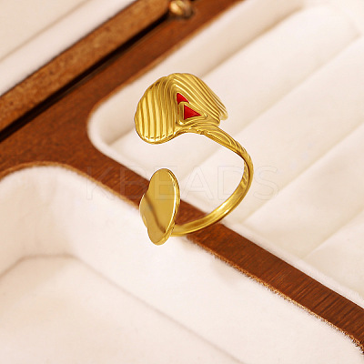 Irregular 304 Stainless Steel Cuff Open Rings for Women WG6B80C-01-1