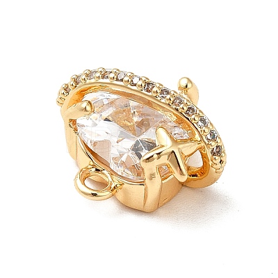 Brass Cubic Zirconia Charms KK-M233-10G-A-1