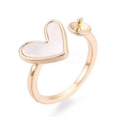 Heart Brass Shell Cuff Ring Settings LS-KK-T076-74G-1
