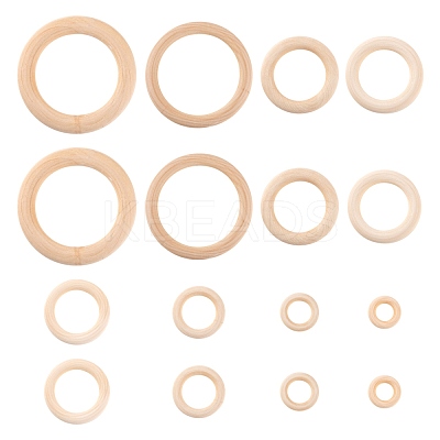 75Pcs 8 Style Unfinished Wood Linking Rings WOOD-LS0001-26-1