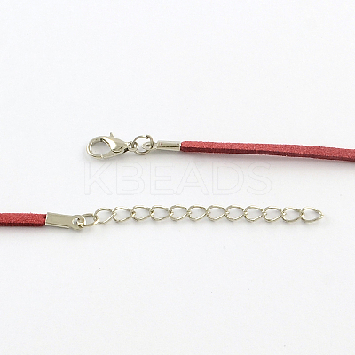 2mm Faux Suede Cord Necklace Making with Iron Chains & Lobster Claw Clasps NCOR-R029-06-1
